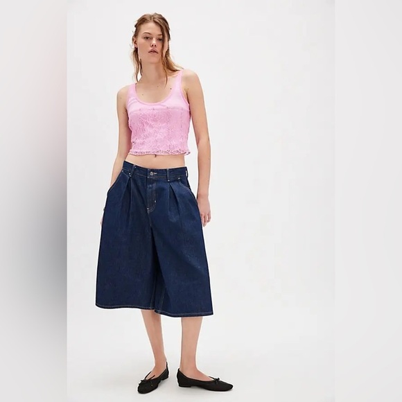 Free People Cosette Corset Tank button-up top with a floral lace overlay pink - Picture 16 of 16